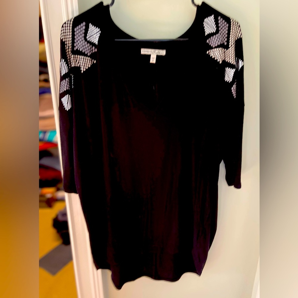 Express high-low studded dolman top